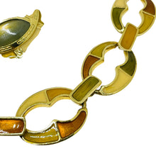 Load image into Gallery viewer, ANNE KLEIN signed vintage gold tone enamel designer necklace earrings brooch set