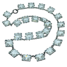 Load image into Gallery viewer, ART DECO ERA RIVIERE marked sterling silver prong set faceted glass necklace