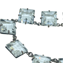 Load image into Gallery viewer, ART DECO ERA RIVIERE marked sterling silver prong set faceted glass necklace