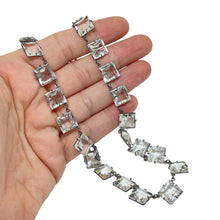 Load image into Gallery viewer, ART DECO ERA RIVIERE marked sterling silver prong set faceted glass necklace