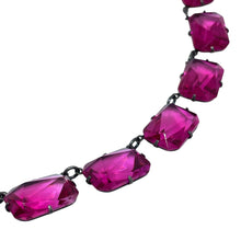 Load image into Gallery viewer, ART DECO ERA RIVIERE marked sterling silver prong set ruby pink glass necklace