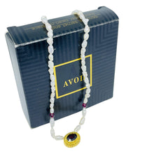 Load image into Gallery viewer, AVON vintage gold tone genuine garnet freshwater pearls designer necklace