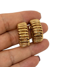 Load image into Gallery viewer, BEAUTY BRASS MADE IN ITALY signed vintage gold tone designer clip on earrings