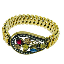 Load image into Gallery viewer, CARMEN signed antique gold filled glass sweetheart expansion 1920's bracelet