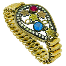 Load image into Gallery viewer, CARMEN signed antique gold filled glass sweetheart expansion 1920's bracelet
