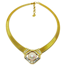 Load image into Gallery viewer, CHRISTIAN DIOR signed vintage gold pearl crystal chain designer 80's necklace