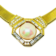 Load image into Gallery viewer, CHRISTIAN DIOR signed vintage gold pearl crystal chain designer 80's necklace