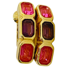 Load image into Gallery viewer, CHRISTIAN DIOR signed vintage gold pink crystals designer clip on earrings
