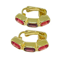 Load image into Gallery viewer, CHRISTIAN DIOR signed vintage gold pink crystals designer clip on earrings