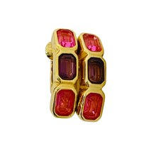 Load image into Gallery viewer, CHRISTIAN DIOR signed vintage gold pink crystals designer clip on earrings