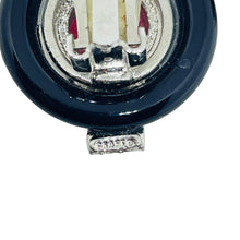 Load image into Gallery viewer, CRAFT signed vintage silver ruby glass black enamel designer clip on earrings