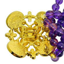Load image into Gallery viewer, ELIZABETH TAYLOR vintage gold tone amethyst glass beads designer runway necklace