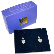 Load image into Gallery viewer, ELIZABETH TAYLOR vintage gold tone heart cz drop designer pierced earrings