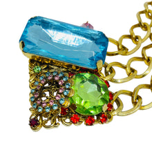 Load image into Gallery viewer, ERICKSON BEAMON signed gold tone glass massive chain designer bracelet