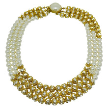 Load image into Gallery viewer, FRANCOISE MONTAGUE FM signed vintage gold tone glass pearls designer necklace