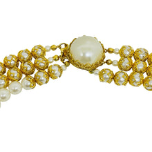 Load image into Gallery viewer, FRANCOISE MONTAGUE FM signed vintage gold tone glass pearls designer necklace