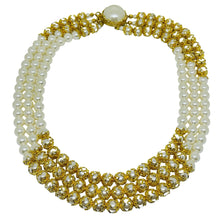 Load image into Gallery viewer, FRANCOISE MONTAGUE FM signed vintage gold tone glass pearls designer necklace