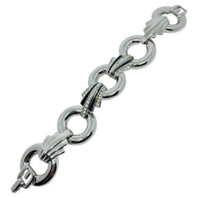 Load image into Gallery viewer, GIVENCHY signed vintage logo silver tone black enamel rhinestones bracelet