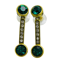 Load image into Gallery viewer, HEIDI DAUS signed gold emerald crystal pearl necklace earrings designer set