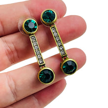 Load image into Gallery viewer, HEIDI DAUS signed gold emerald crystal pearl necklace earrings designer set