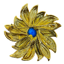Load image into Gallery viewer, JBK Jacqueline Kennedy CAMROSE KROSS signed\ gold tone sapphire flower brooch