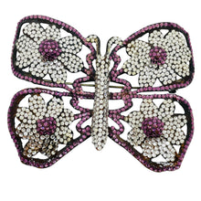 Load image into Gallery viewer, JOSEPH GOURDJI vintage bronze tone rhinestones butterfly designer brooch pendant