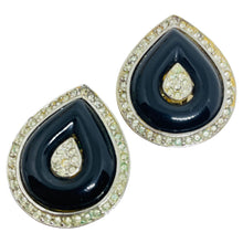 Load image into Gallery viewer, KENNETH LANE signed vintage gold resin rhinestones designer clip on earrings