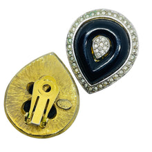 Load image into Gallery viewer, KENNETH LANE signed vintage gold resin rhinestones designer clip on earrings