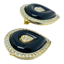 Load image into Gallery viewer, KENNETH LANE signed vintage gold resin rhinestones designer clip on earrings