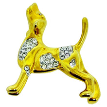 Load image into Gallery viewer, KJL KENNETH JAY LANE signed gold tone rhinestone dog figural designer brooch