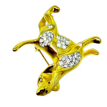 Load image into Gallery viewer, KJL KENNETH JAY LANE signed gold tone rhinestone dog figural designer brooch