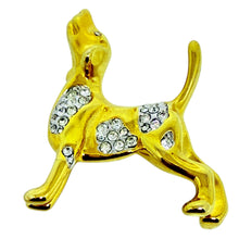 Load image into Gallery viewer, KJL KENNETH JAY LANE signed gold tone rhinestone dog figural designer brooch