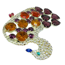 Load image into Gallery viewer, KJL KENNETH JAY LANE signed huge silver jewel glass stones swan designer brooch