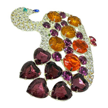 Load image into Gallery viewer, KJL KENNETH JAY LANE signed huge silver jewel glass stones swan designer brooch