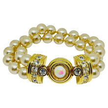 Load image into Gallery viewer, KJL KENNETH JAY LANE signed vintage gold pearls rhinestones designer bracelet