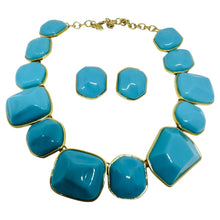 Load image into Gallery viewer, KJL KENNETH JAY LANE vintage gold turquoise designer necklace earrings set
