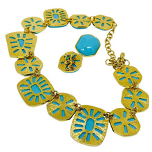 Load image into Gallery viewer, KJL KENNETH JAY LANE vintage gold turquoise designer necklace earrings set