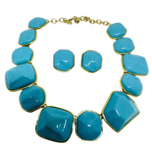 Load image into Gallery viewer, KJL KENNETH JAY LANE vintage gold turquoise designer necklace earrings set