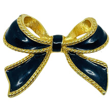 Load image into Gallery viewer, KJL for AVON signed vintage gold tone enamel bow pearl necklace enhancer