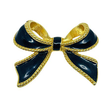 Load image into Gallery viewer, KJL for AVON signed vintage gold tone enamel bow pearl necklace enhancer
