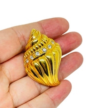 Load image into Gallery viewer, KJL for AVON signed vintage gold tone seashell scarf clip / necklace enhancer