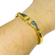 Load image into Gallery viewer, KJL for AVON vintage gold tone enamel rhinestones designer clamper bracelet
