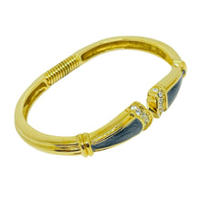 Load image into Gallery viewer, KJL for AVON vintage gold tone enamel rhinestones designer clamper bracelet