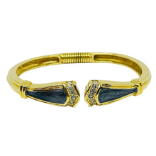 Load image into Gallery viewer, KJL for AVON vintage gold tone enamel rhinestones designer clamper bracelet