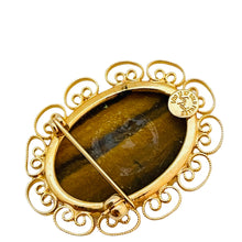 Load image into Gallery viewer, LA REL signed 1/20 12kt gold filled tiger eye stone vintage designer brooch
