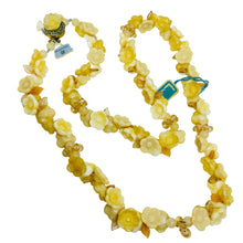 Load image into Gallery viewer, LISNER made in Germany vintage gold tone art glass flower designer necklace