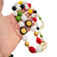 Load image into Gallery viewer, LIZ CLAIBORNE signed gold colorful lucite runway necklace earrings set