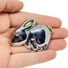 Load image into Gallery viewer, LIZ CLAIBORNE signed vintage silver gold tone pink rhinestone eye bunny brooch