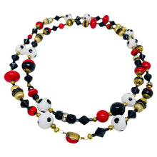 Load image into Gallery viewer, MADE IN CZECHOSLOVAKIA signed vintage gold tone art glass beaded necklace
