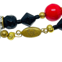 Load image into Gallery viewer, MADE IN CZECHOSLOVAKIA signed vintage gold tone art glass beaded necklace